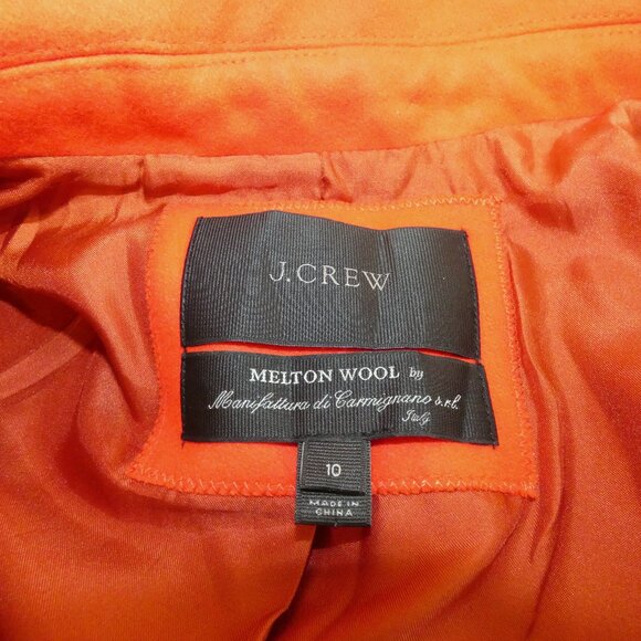 Red Wool Jacket J.Crew Short Coat Size 10 Lined Buttons Large Collar Stylish - Picture 9 of 10